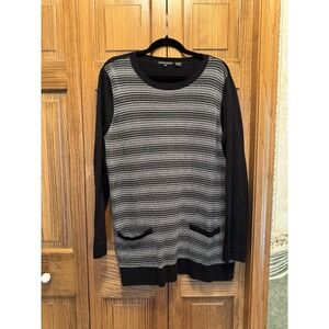 Women's Jeanne Pierre Sweater Tunic Top Fall Winter Style Long Sleeve Black XL